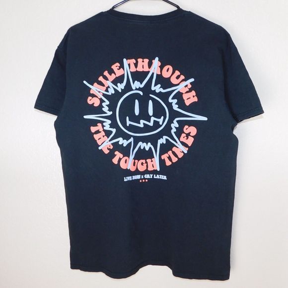 PacSun Puff Print Tee Shirt Adult L Live Now x Cry Later Black Short Sleeve Logo - Picture 9 of 9
